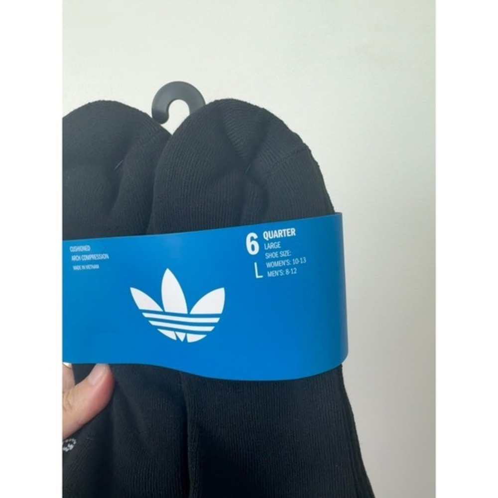 Adidas Originals Trefoil 6-Pack Quarter Socks – Black – Unisex Large – New - Picture 3 of 5